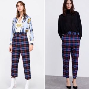 Zara belted plaid pants